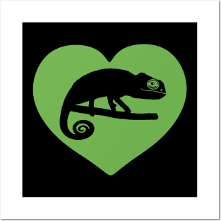 Green Cute Chameleon Heart for Chameleon Lovers Posters and Art